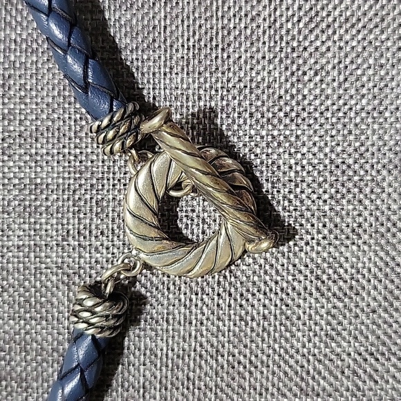 American West Sterling Silver Braided Leather Toggle Necklace NWOT - Picture 3 of 6